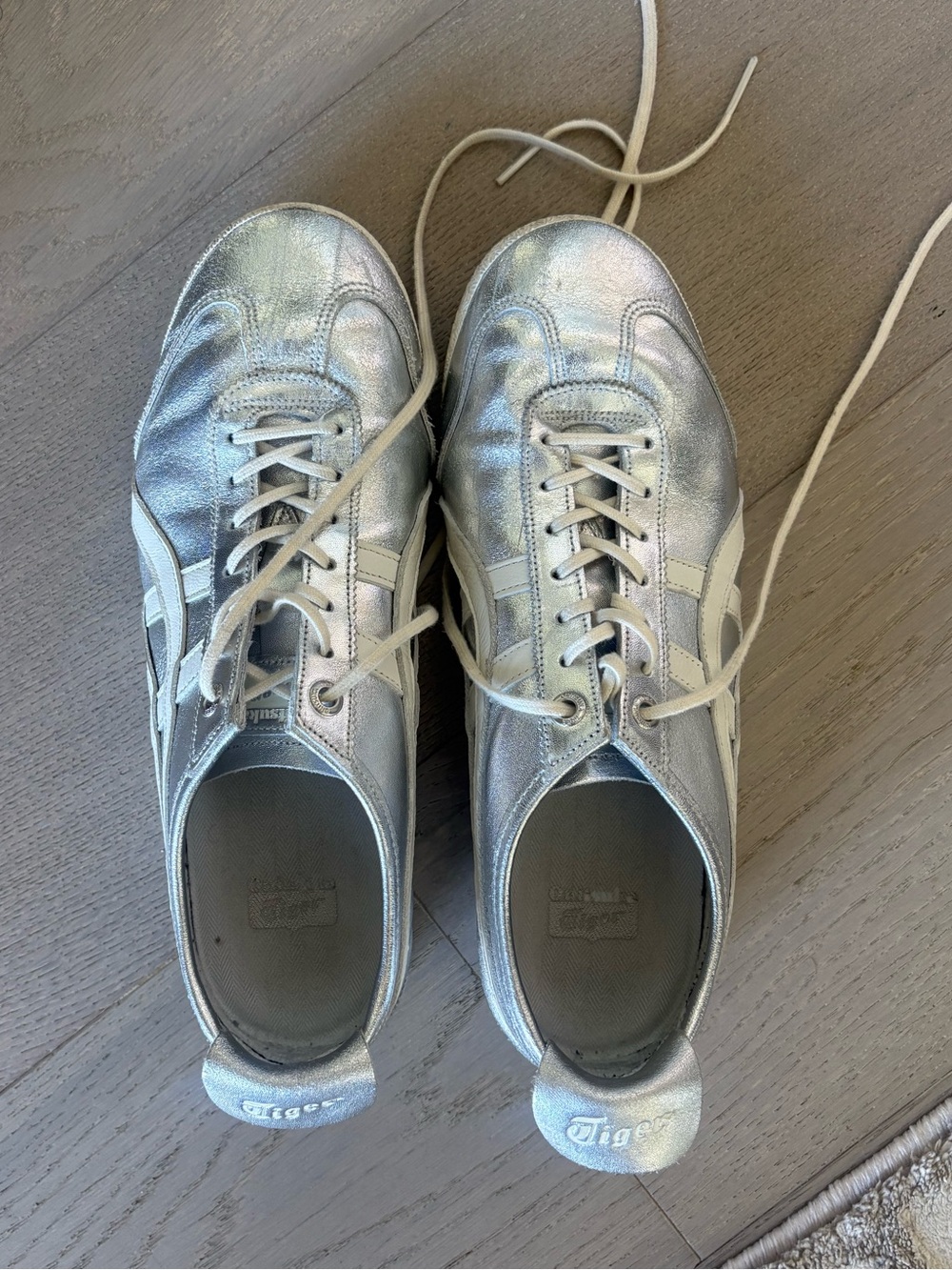 Onitsuka Tiger Metallic Silver Leather Sneakers